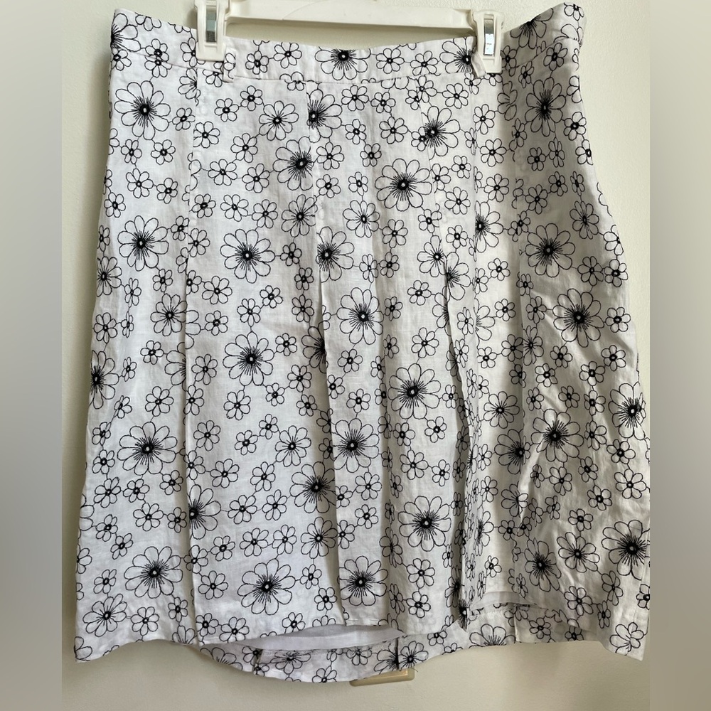 Grace Elements Black and White Mini A-Line Skirt 100% linen
